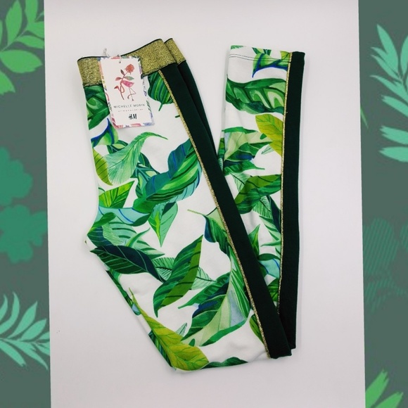 H&M Other - H&M PATTERNED LEGGINGS WHITE/GREEN